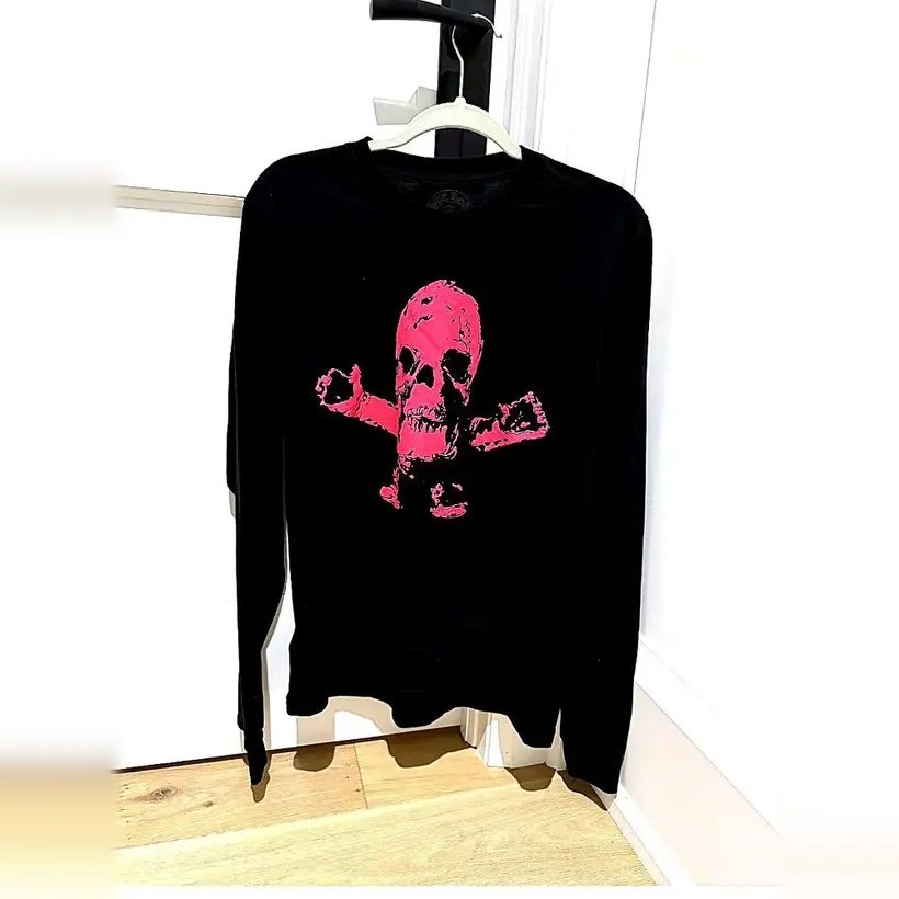 Chrome Hearts 'Pink Skull & Dagger' Long Sleeve — Black