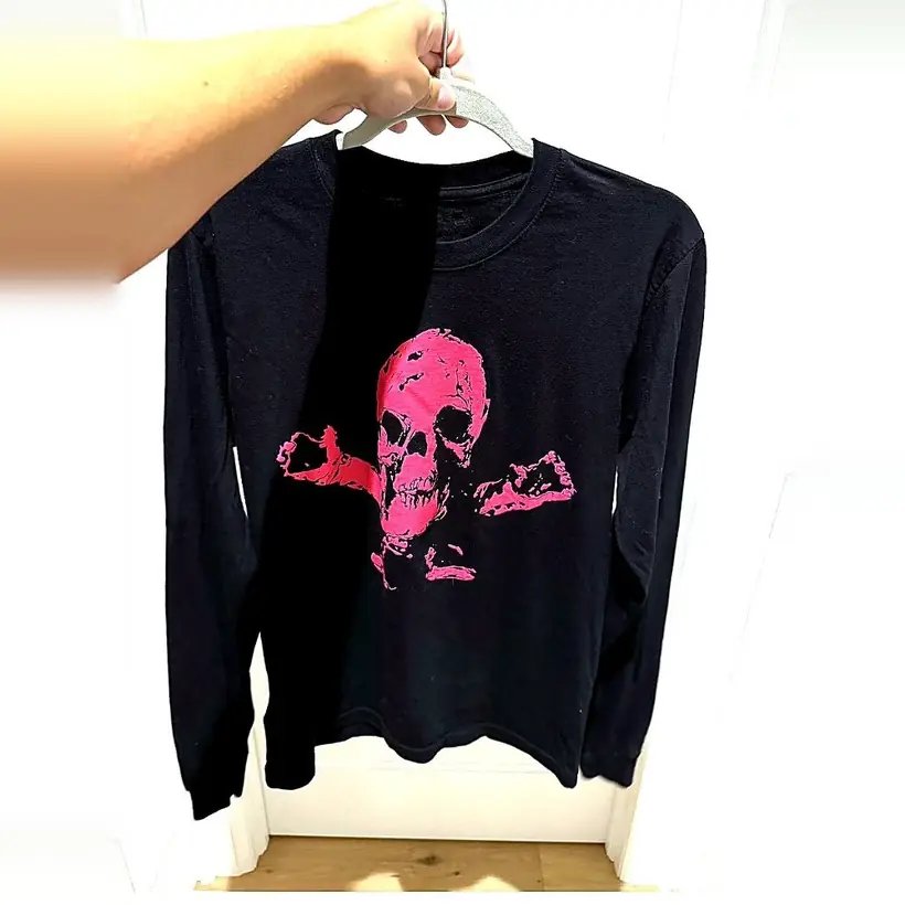 Chrome Hearts 'Pink Skull & Dagger' Long Sleeve — Black