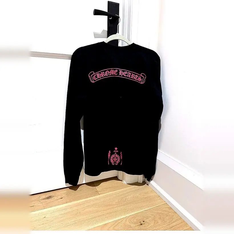Chrome Hearts 'Pink Skull & Dagger' Long Sleeve — Black