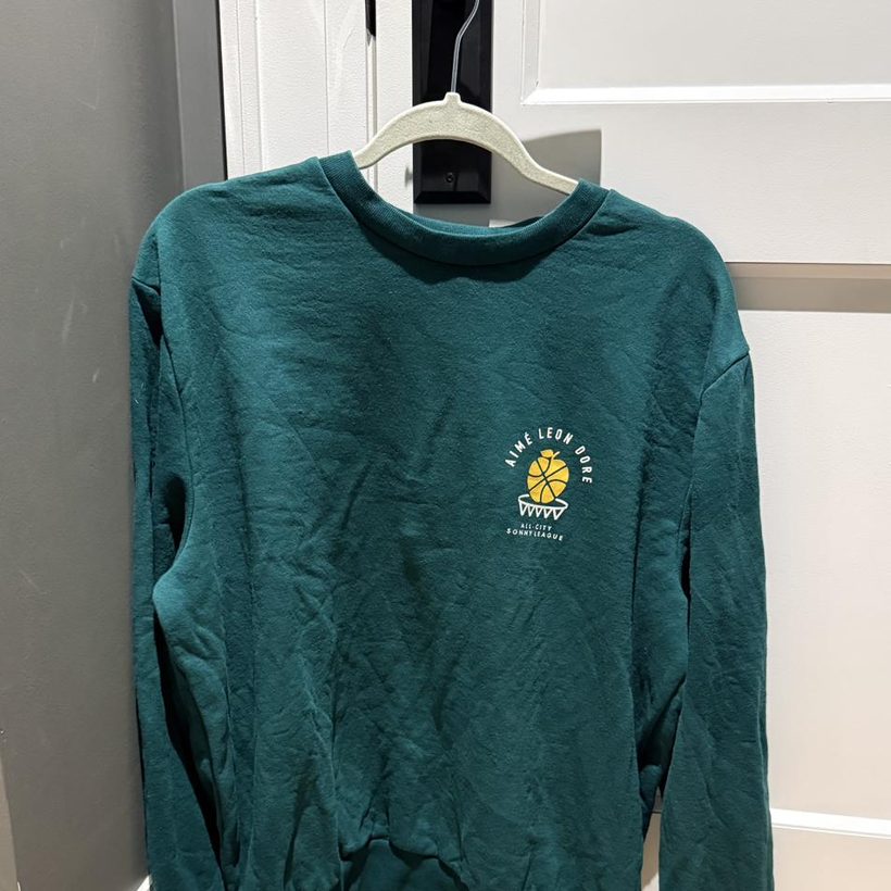 Aimé Leon Dore × New Balance Crewneck — Green (ALD front / NB back)